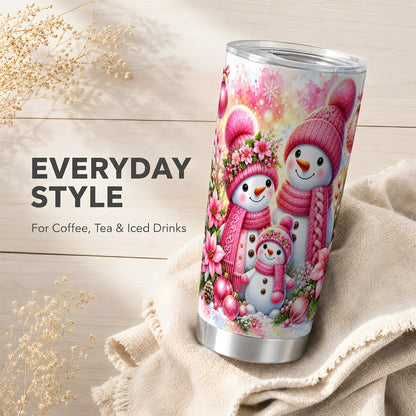 #pl[20oz|Steel] Christmas Snowman Tumbler 20oz, Family Tumbler, Stainless Steel Travel Cup