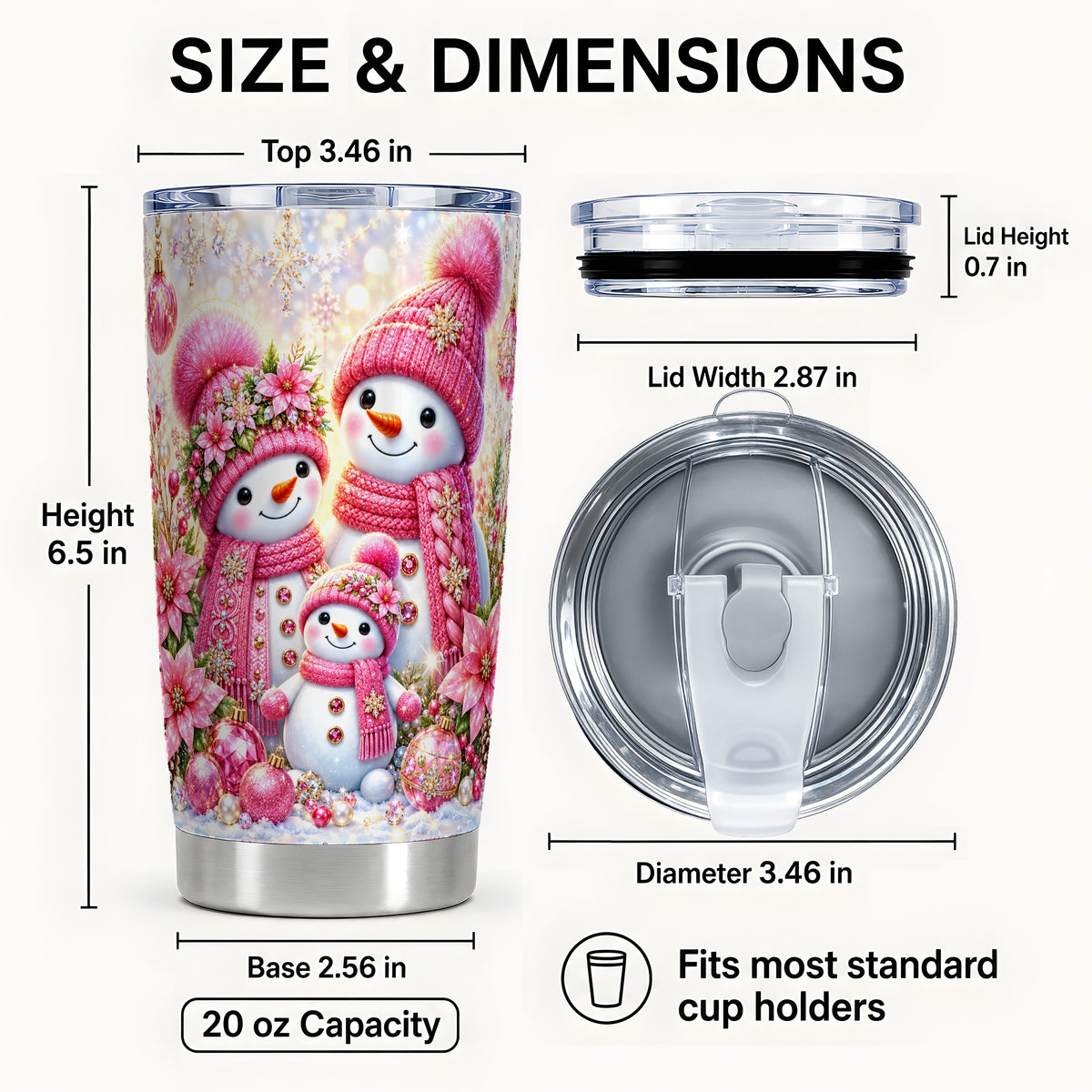 #pl[20oz|Steel] Sparkling Snowman Tumbler 20oz, Winter Tumbler, Stainless Steel Travel Cup