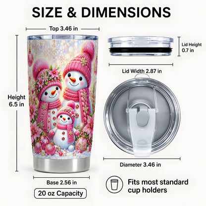 #pl[20oz|Steel] Sparkling Snowman Tumbler 20oz, Winter Tumbler, Stainless Steel Travel Cup