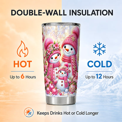 #pl[20oz|Steel] Sparkling Snowman Tumbler 20oz, Winter Tumbler, Stainless Steel Travel Cup