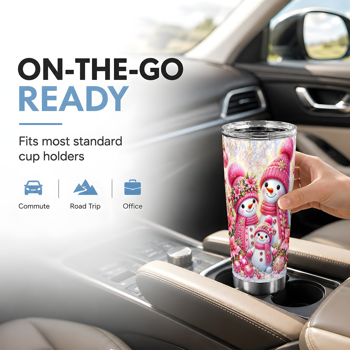 #pl[20oz|Steel] Sparkling Snowman Tumbler 20oz, Winter Tumbler, Stainless Steel Travel Cup