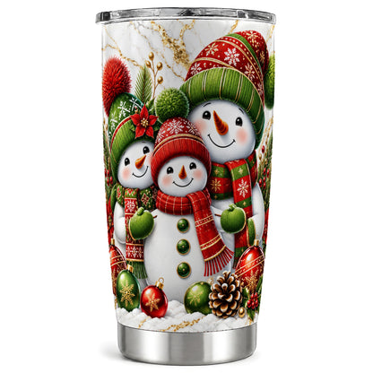 Christmas Snowman Tumbler 20oz, Plaid Tumbler, Stainless Steel Travel Cup