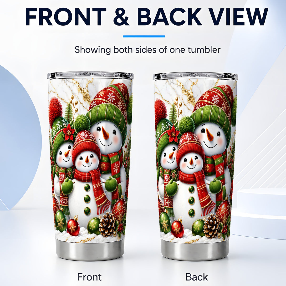 #pl[20oz|Steel] Christmas Snowman Tumbler 20oz, Plaid Tumbler, Stainless Steel Travel Cup