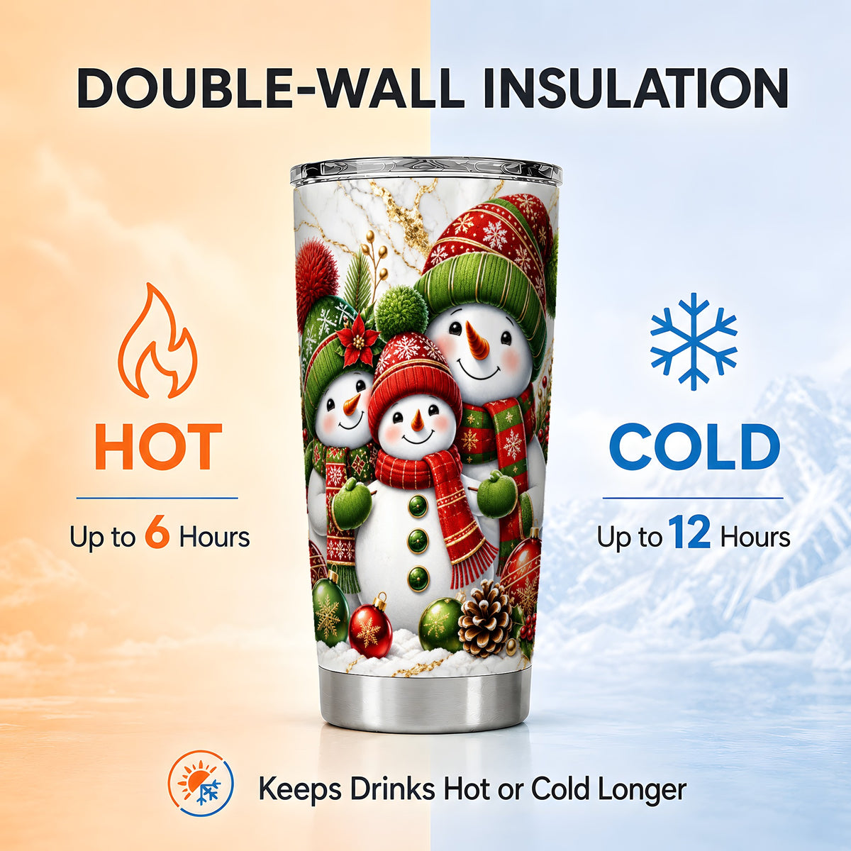 #pl[20oz|Steel] Christmas Snowman Tumbler 20oz, Plaid Tumbler, Stainless Steel Travel Cup