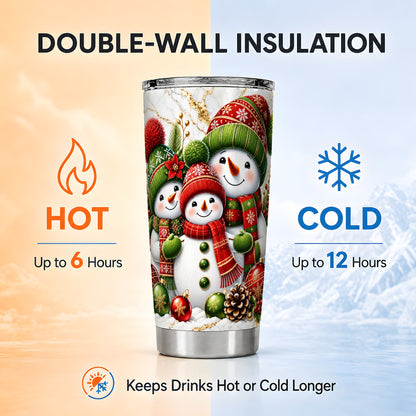 #pl[20oz|Steel] Christmas Snowman Tumbler 20oz, Plaid Tumbler, Stainless Steel Travel Cup