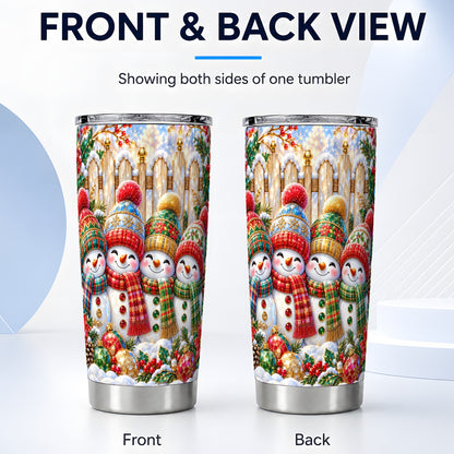 #pl[20oz|Steel] Jeweled Snowman Friends Tumbler 20oz, Christmas Stainless Steel Travel Cup