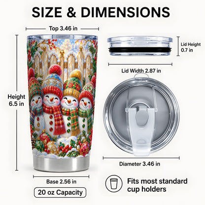 #pl[20oz|Steel] Jeweled Snowman Friends Tumbler 20oz, Christmas Stainless Steel Travel Cup