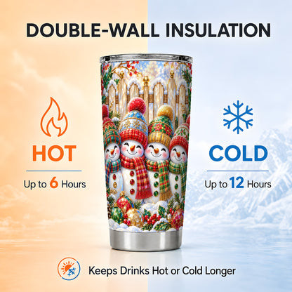 #pl[20oz|Steel] Jeweled Snowman Friends Tumbler 20oz, Christmas Stainless Steel Travel Cup