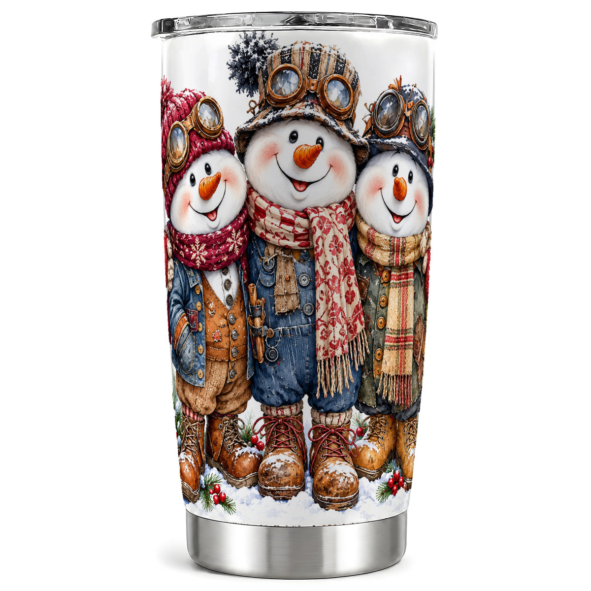 Snowman Tumbler 20oz, 20oz Tumbler, Winter Stainless Steel Travel Cup