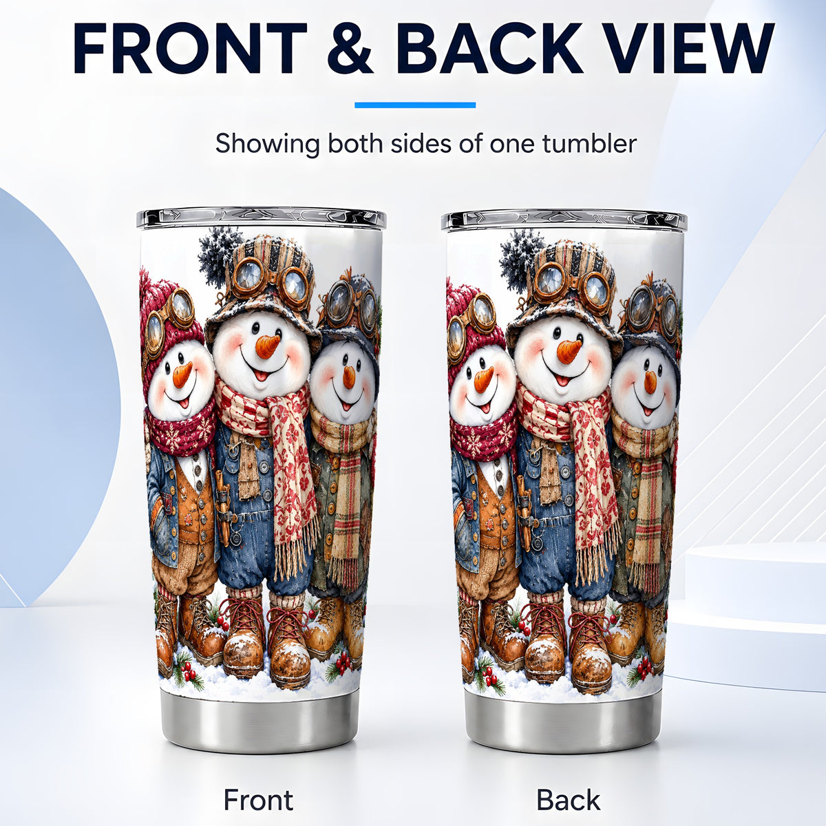 #pl[20oz|Steel] Snowman Tumbler 20oz, 20oz Tumbler, Winter Stainless Steel Travel Cup
