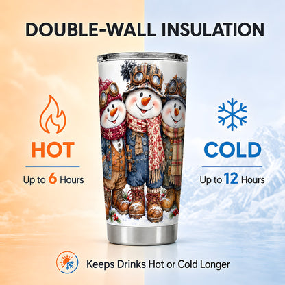 #pl[20oz|Steel] Snowman Tumbler 20oz, 20oz Tumbler, Winter Stainless Steel Travel Cup