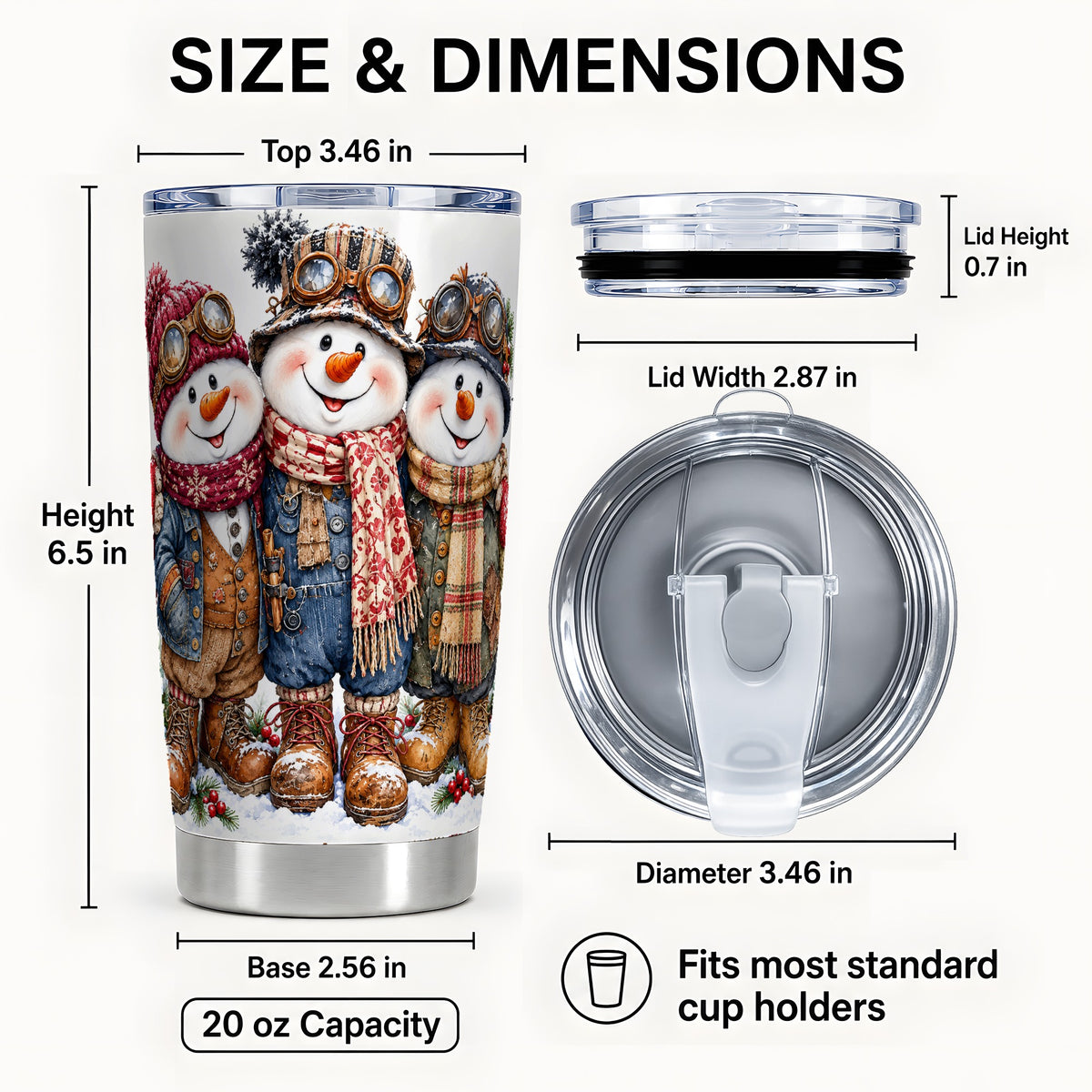 #pl[20oz|Steel] Snowman Tumbler 20oz, 20oz Tumbler, Winter Stainless Steel Travel Cup