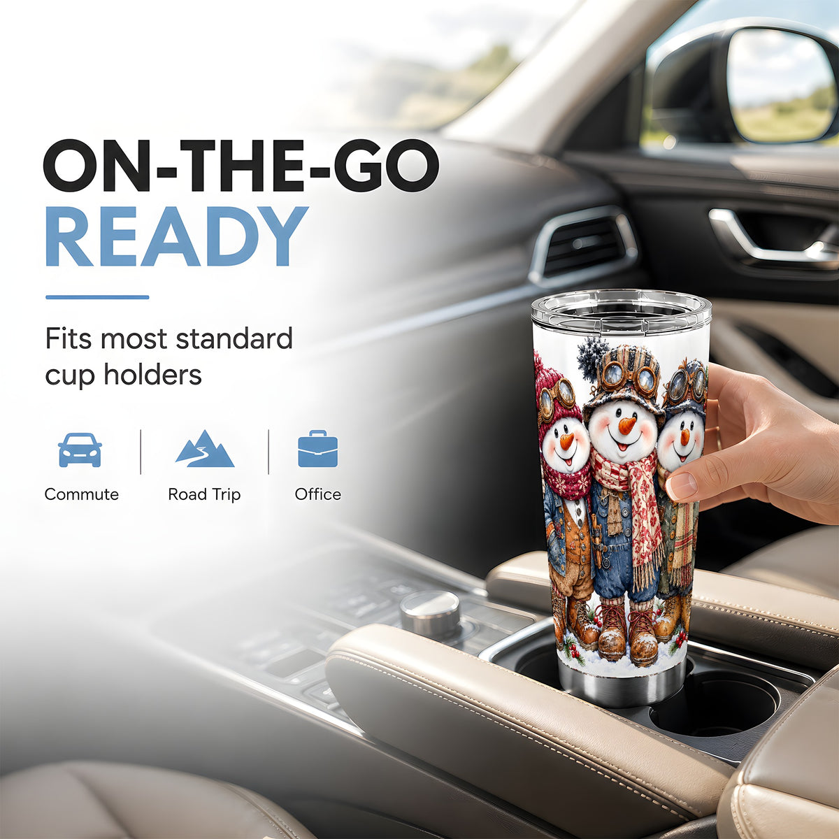 #pl[20oz|Steel] Snowman Tumbler 20oz, 20oz Tumbler, Winter Stainless Steel Travel Cup