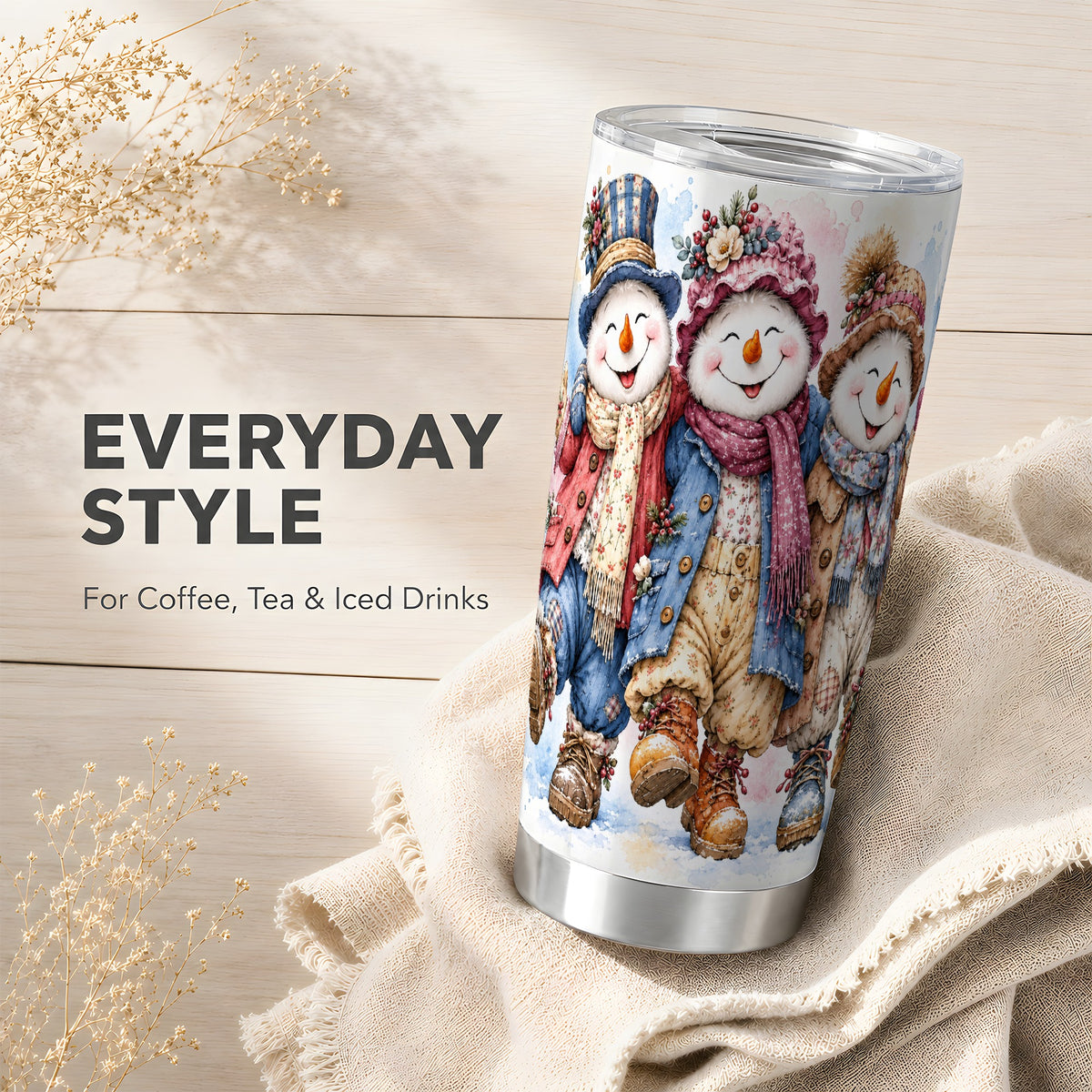 #pl[20oz|Steel] Floral Tumbler 20oz, 20oz Tumbler, Winter Stainless Steel Travel Cup