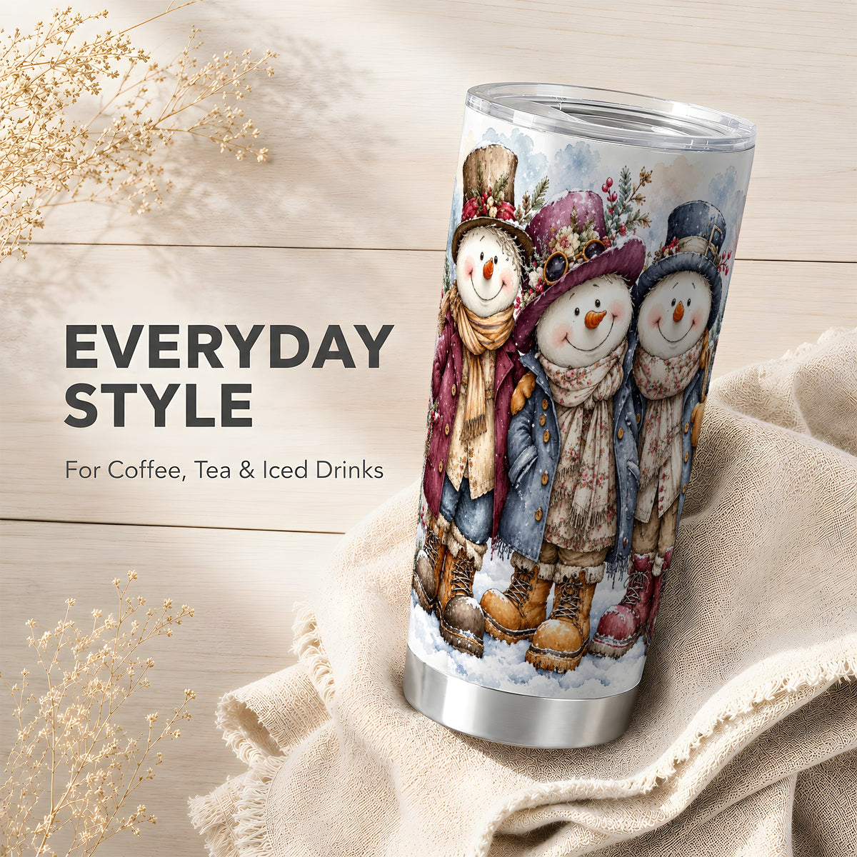 #pl[20oz|Steel] Vintage Tumbler 20oz, 20oz Tumbler, Winter Stainless Steel Travel Cup