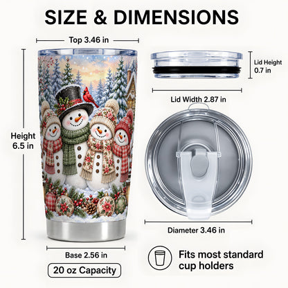 #pl[20oz|Steel] Snowman Village Tumbler 20oz, Christmas Friends Stainless Steel Travel Cup