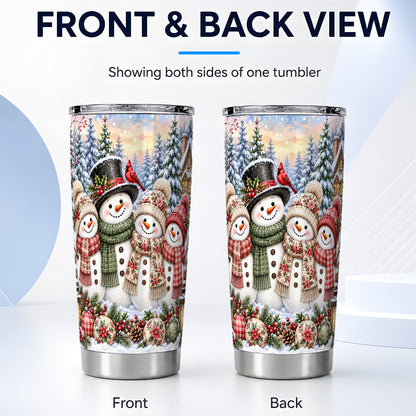 #pl[20oz|Steel] Snowman Village Tumbler 20oz, Christmas Friends Stainless Steel Travel Cup