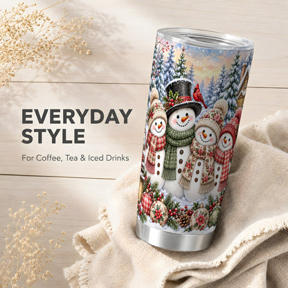 #pl[20oz|Steel] Snowman Village Tumbler 20oz, Christmas Friends Stainless Steel Travel Cup