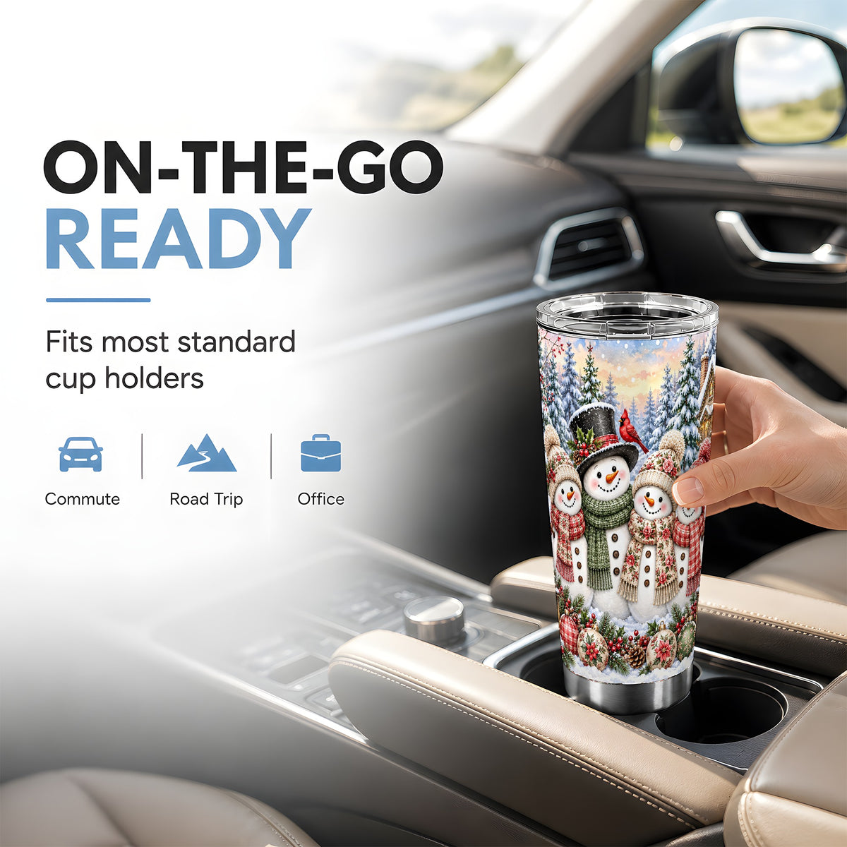 #pl[20oz|Steel] Snowman Village Tumbler 20oz, Christmas Friends Stainless Steel Travel Cup