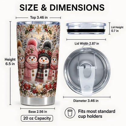 #pl[20oz|Steel] Festive Snowman Tumbler 20oz, Golden Winter Stainless Steel Travel Cup