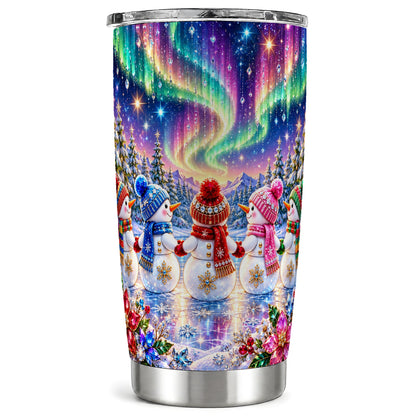 Jeweled Snowmen Tumbler 20oz, Aurora Tumbler, Stainless Steel Travel Cup
