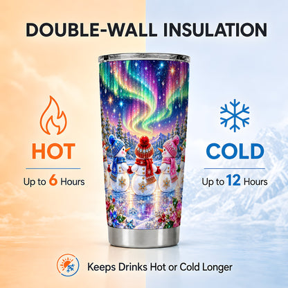 #pl[20oz|Steel] Jeweled Snowmen Tumbler 20oz, Aurora Tumbler, Stainless Steel Travel Cup