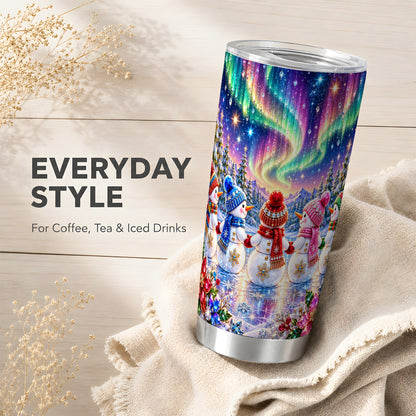 #pl[20oz|Steel] Jeweled Snowmen Tumbler 20oz, Aurora Tumbler, Stainless Steel Travel Cup