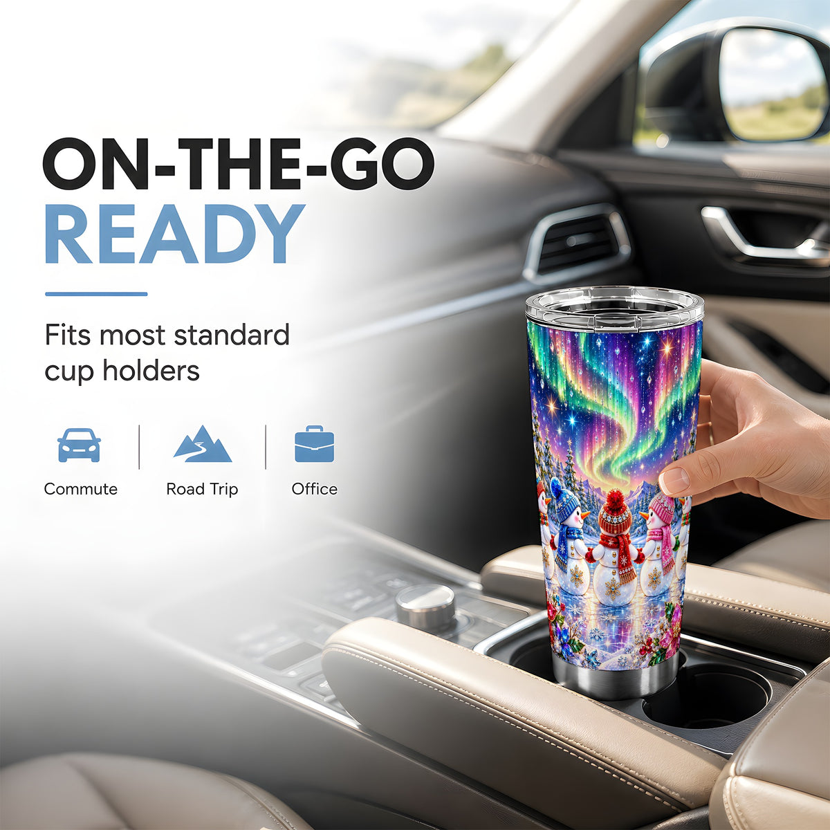 #pl[20oz|Steel] Jeweled Snowmen Tumbler 20oz, Aurora Tumbler, Stainless Steel Travel Cup