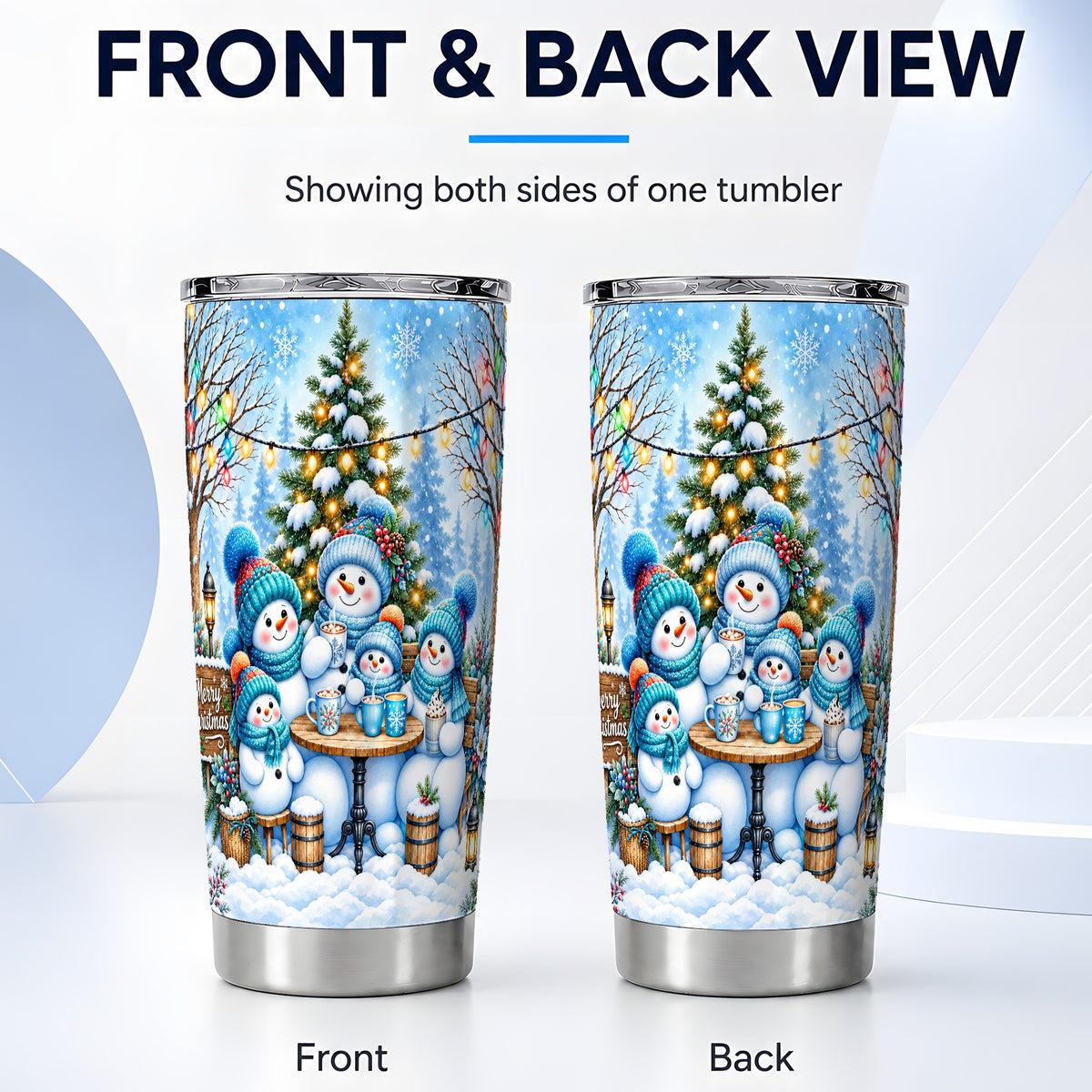 #pl[20oz|Steel] Snowman Family Tumbler 20oz, Christmas Tumbler, Stainless Steel Travel Cup