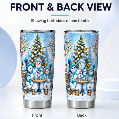 #pl[20oz|Steel] Snowman Family Tumbler 20oz, Christmas Tumbler, Stainless Steel Travel Cup