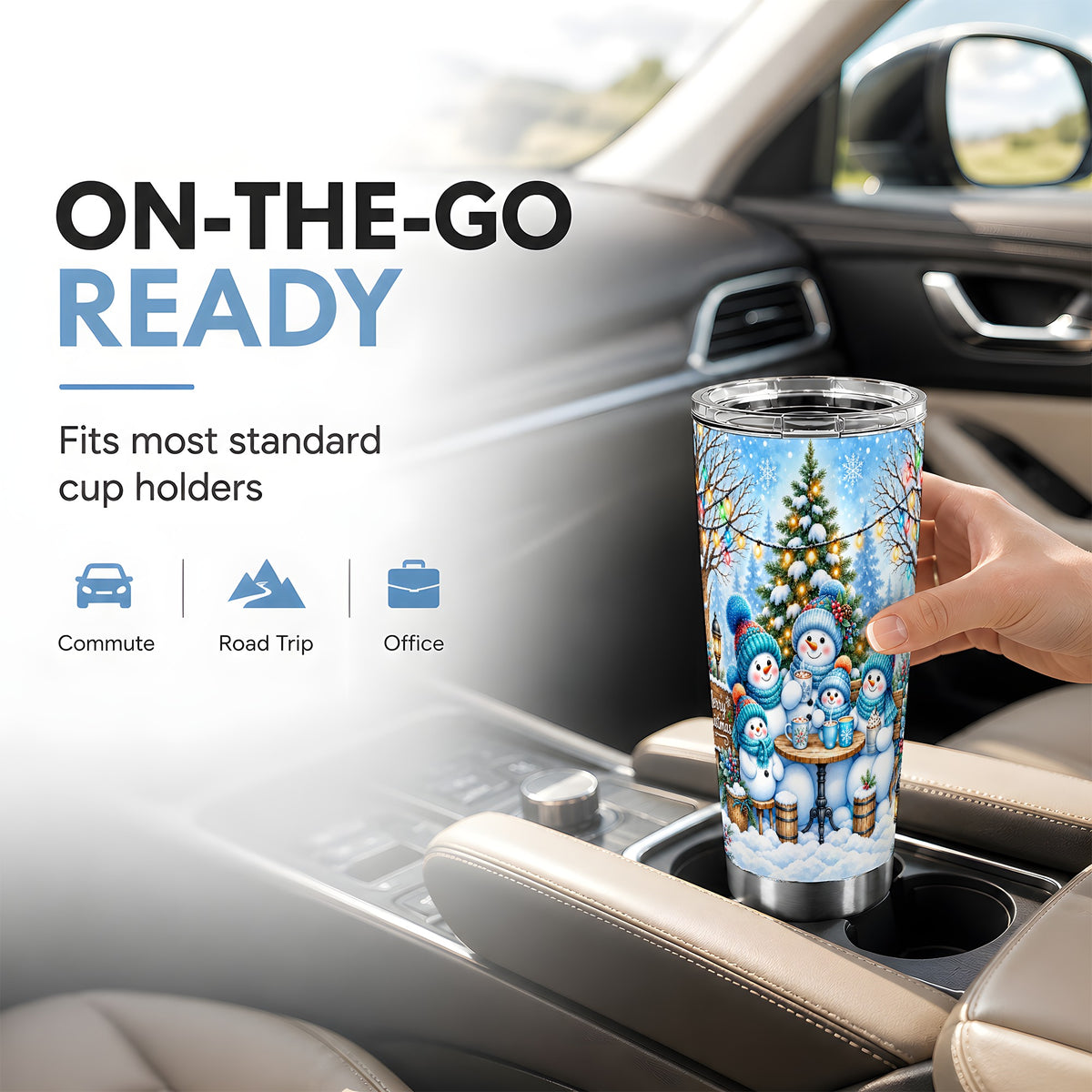 #pl[20oz|Steel] Snowman Family Tumbler 20oz, Christmas Tumbler, Stainless Steel Travel Cup