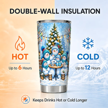 #pl[20oz|Steel] Snowman Family Tumbler 20oz, Christmas Tumbler, Stainless Steel Travel Cup