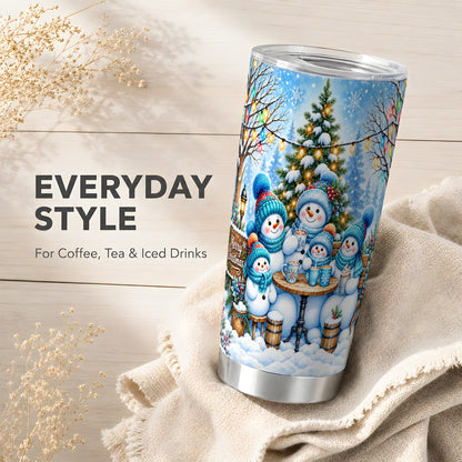 #pl[20oz|Steel] Snowman Family Tumbler 20oz, Christmas Tumbler, Stainless Steel Travel Cup