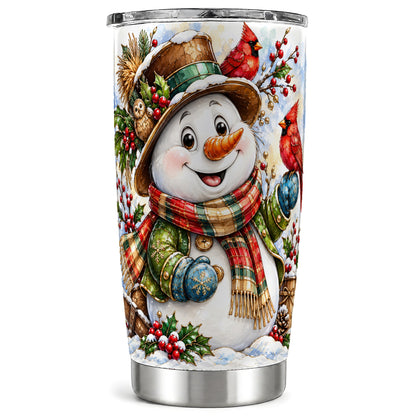 Snowman Tumbler 20oz, Cardinal Tumbler, Stainless Steel Travel Cup