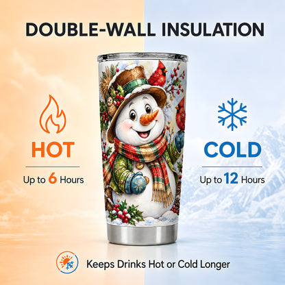 #pl[20oz|Steel] Snowman Tumbler 20oz, Cardinal Tumbler, Stainless Steel Travel Cup