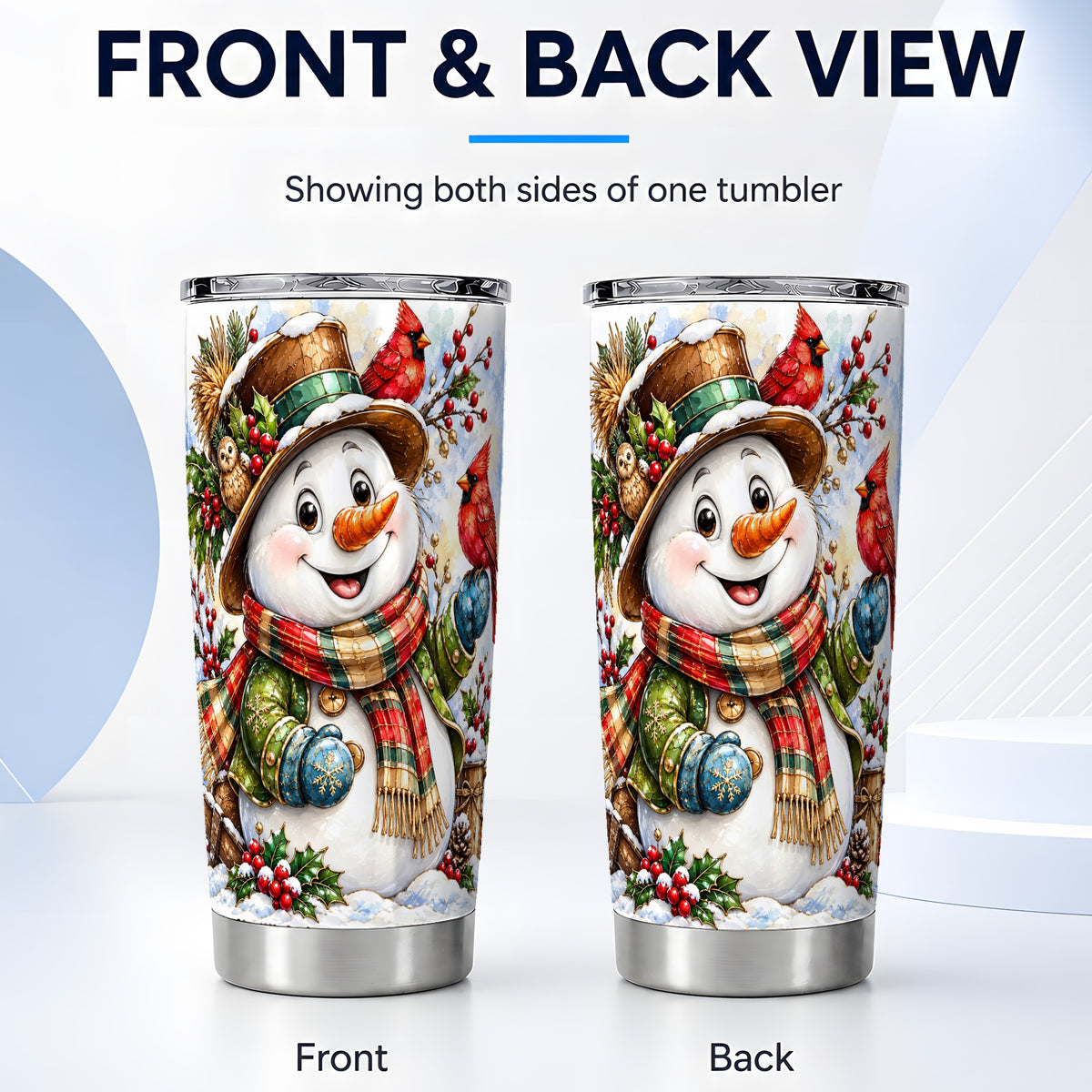 #pl[20oz|Steel] Snowman Tumbler 20oz, Cardinal Tumbler, Stainless Steel Travel Cup