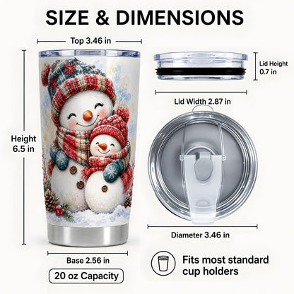 #pl[20oz|Steel] Snowman Family Tumbler 20oz, Cozy Tumbler, Stainless Steel Travel Cup
