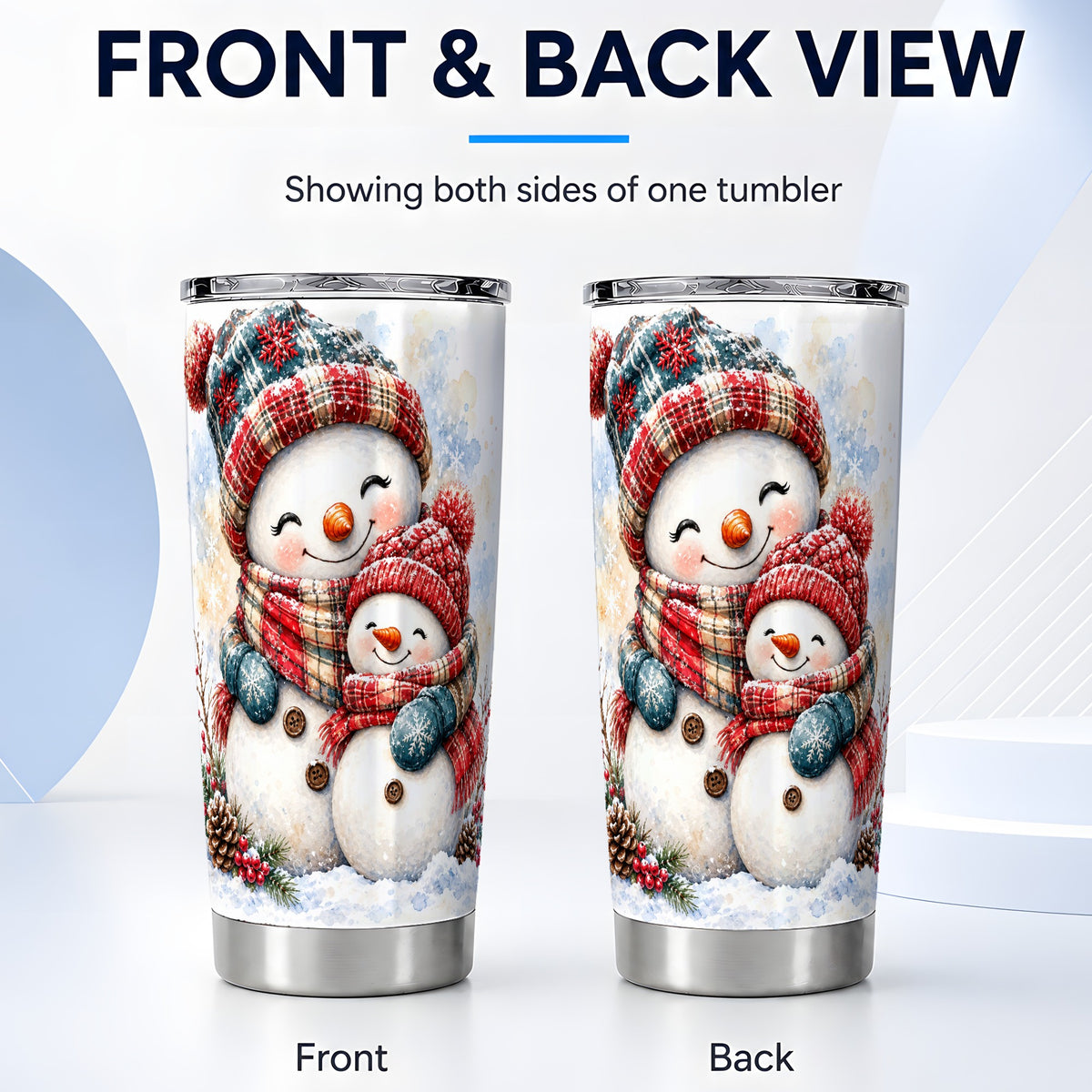 #pl[20oz|Steel] Snowman Family Tumbler 20oz, Cozy Tumbler, Stainless Steel Travel Cup