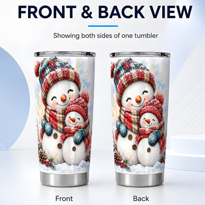 #pl[20oz|Steel] Snowman Family Tumbler 20oz, Cozy Tumbler, Stainless Steel Travel Cup