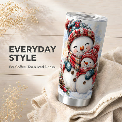 #pl[20oz|Steel] Snowman Family Tumbler 20oz, Cozy Tumbler, Stainless Steel Travel Cup