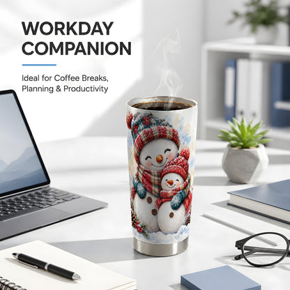 #pl[20oz|Steel] Snowman Family Tumbler 20oz, Cozy Tumbler, Stainless Steel Travel Cup