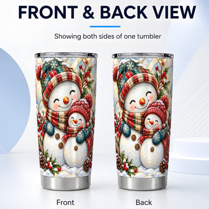 #pl[20oz|Steel] Snowman Pair Tumbler 20oz, Mosaic Tumbler, Stainless Steel Travel Cup