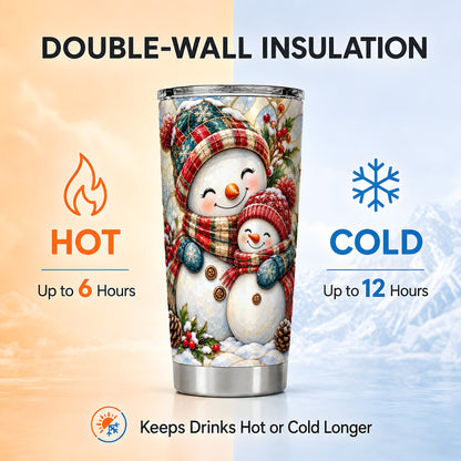 #pl[20oz|Steel] Snowman Pair Tumbler 20oz, Mosaic Tumbler, Stainless Steel Travel Cup