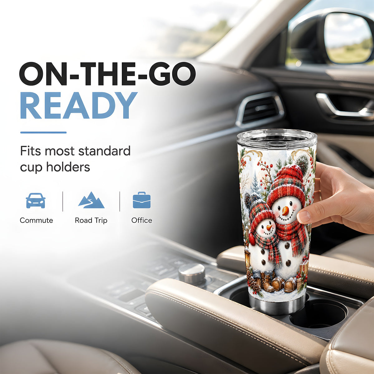 #pl[20oz|Steel] Snowman Family Tumbler 20oz, Rustic Tumbler, Stainless Steel Travel Cup