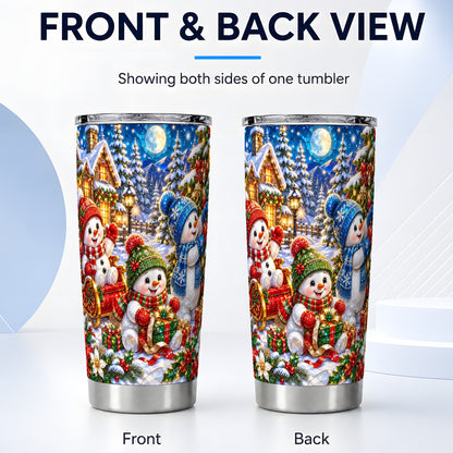 #pl[20oz|Steel] Snowman Family Tumbler 20oz, Christmas Tumbler, Stainless Steel Travel Cup
