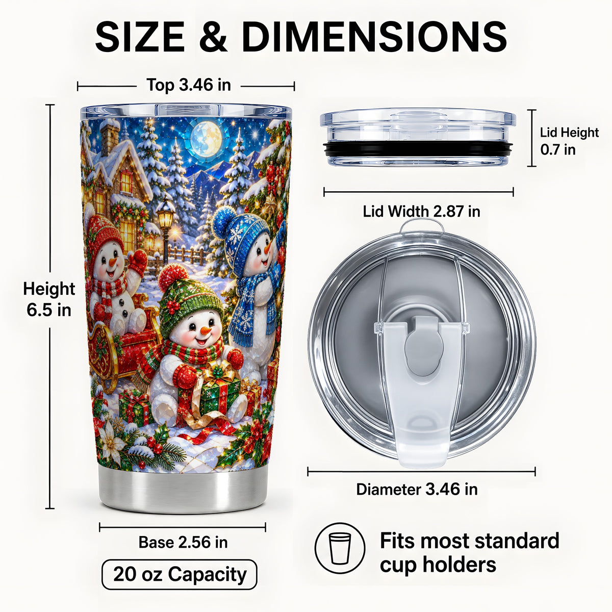 #pl[20oz|Steel] Snowman Family Tumbler 20oz, Christmas Tumbler, Stainless Steel Travel Cup
