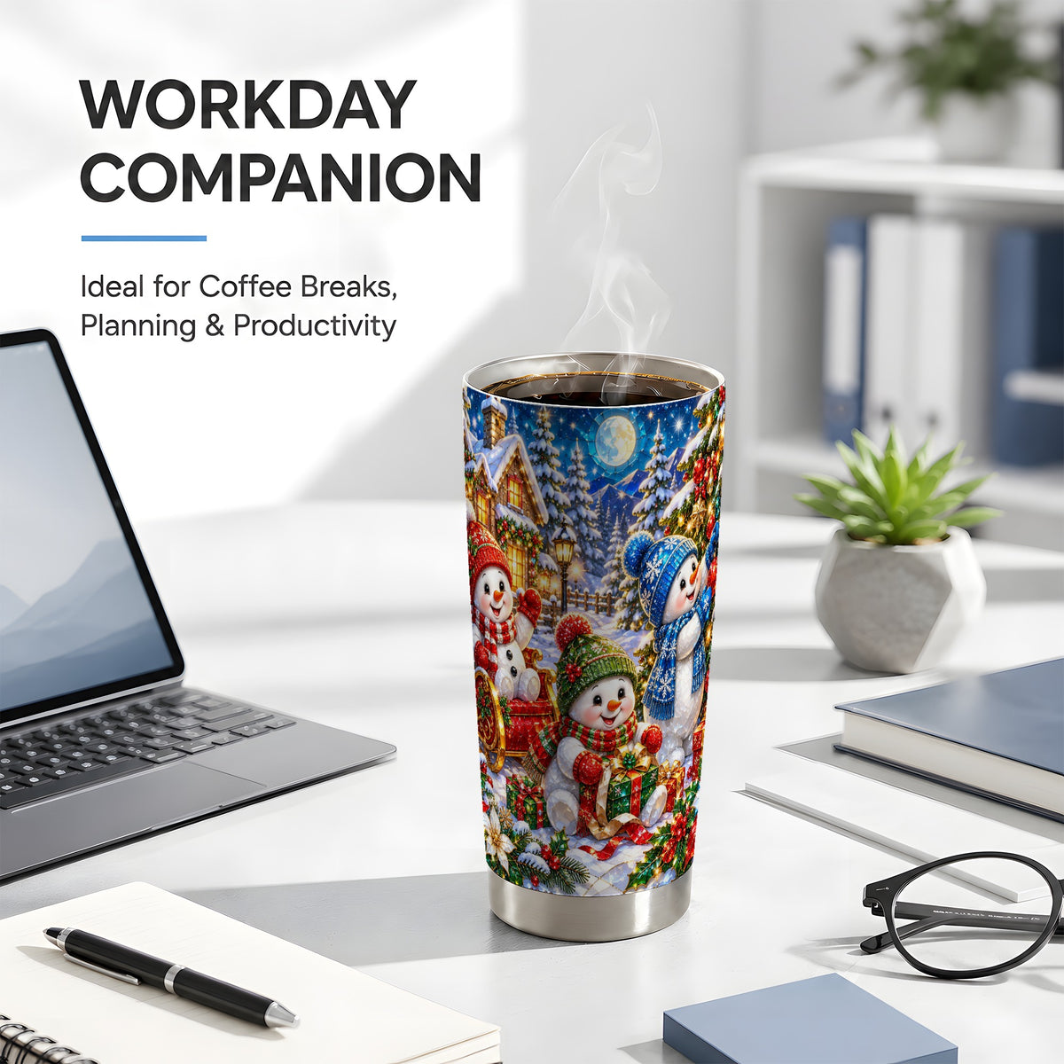 #pl[20oz|Steel] Snowman Family Tumbler 20oz, Christmas Tumbler, Stainless Steel Travel Cup