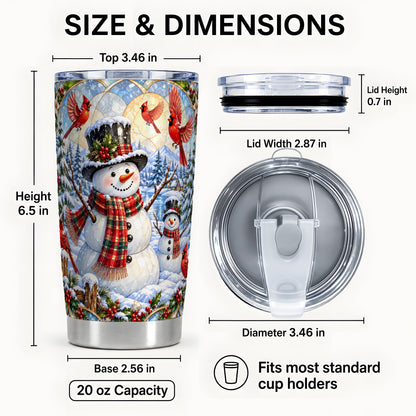 #pl[20oz|Steel] Snowman Cardinal Tumbler 20oz, Winter Bird Stainless Steel Travel Cup