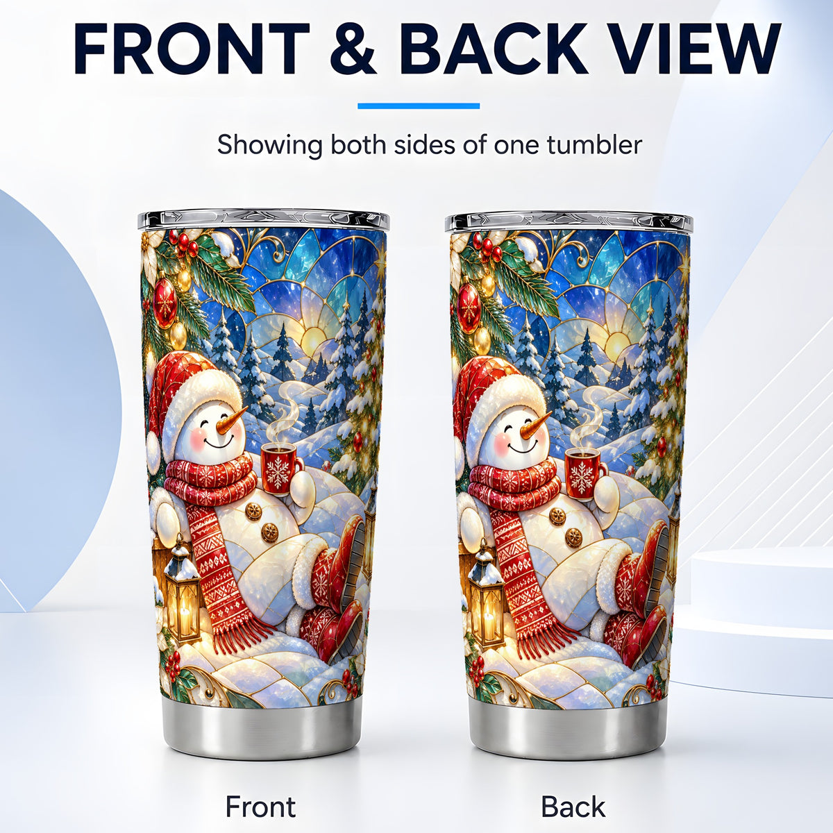 #pl[20oz|Steel] Cozy Snowman Tumbler 20oz, Christmas Tumbler, Stainless Steel Travel Cup