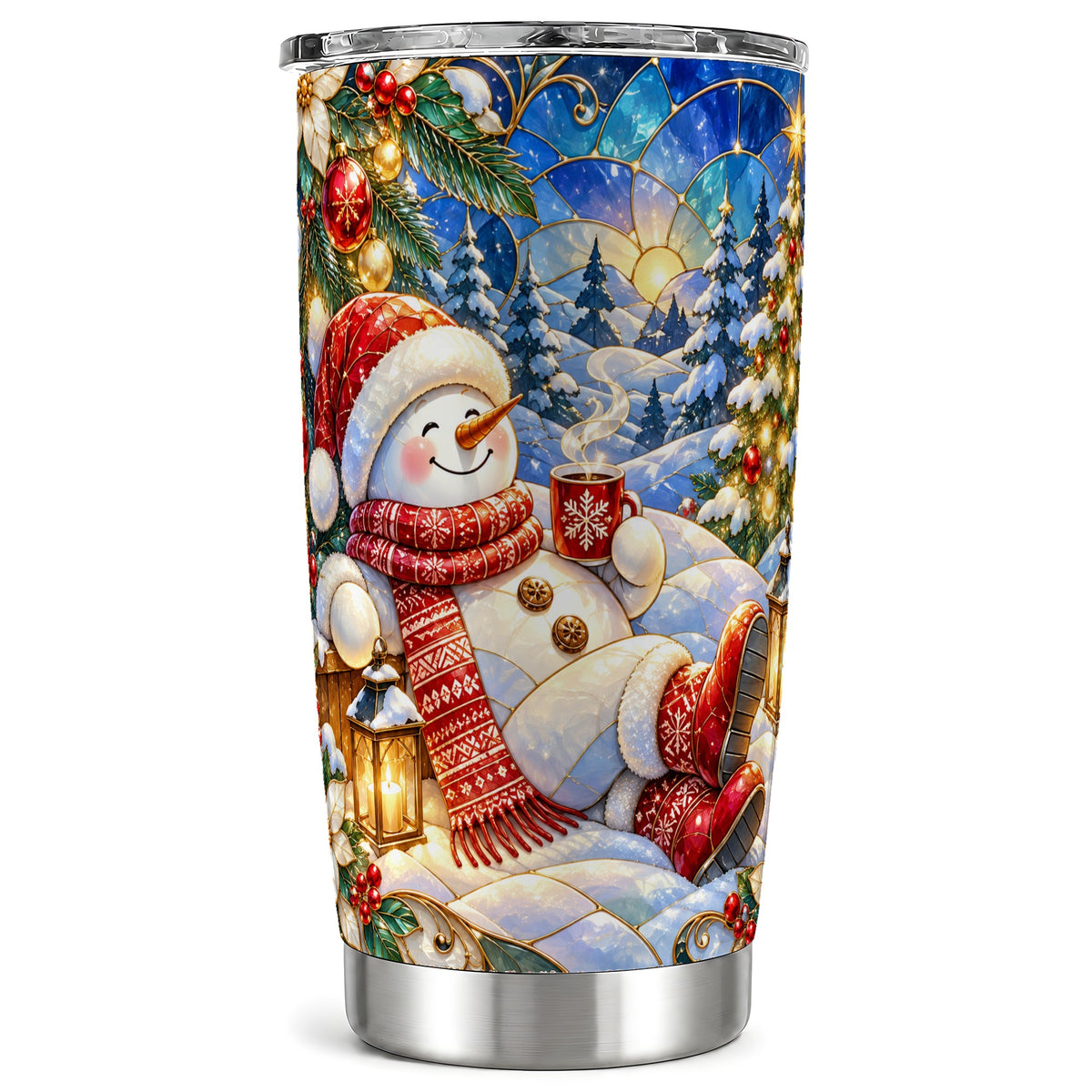 Cozy Snowman Tumbler 20oz, Christmas Tumbler, Stainless Steel Travel Cup
